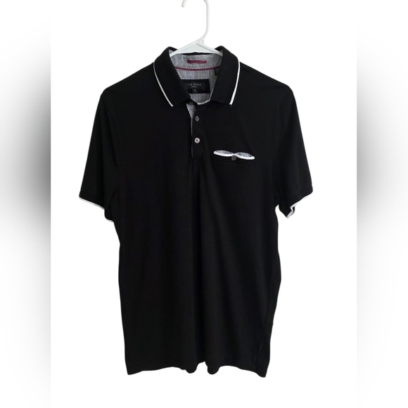 Ted Baker London Black Polo Shirt with White Trim Size 4 - Picture 1 of 5